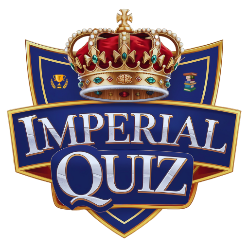 Imperial Quiz logo featuring a crown on top of a shield with bold lettering, representing a royal and prestigious quiz app
